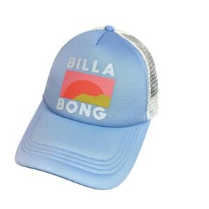 Billabong Hat Cap Snap Back Trucker Mens Blue White Mesh Foam Front Surf Logo